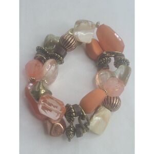 Handcrafted Beaded Stretch Bracelet With Earthy Gemstones & Copper Accents